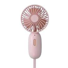 Ventilador portátil de mano - Recargable por USB, pequeño, con 3 velocidades y batería - Rosa