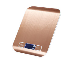 Báscula de cocina digital para alimentos, gramos y onzas, para bajar de peso, hornear y cocinar, pantalla LCD, acero inoxidable, dorada, 10 kg/1 g