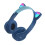 Cuffie da gioco con orecchie di gatto, sovraurali, stereo, bassi, per PC e telefono (blu scuro) 2
