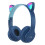 Cuffie da gioco con orecchie di gatto, sovraurali, stereo, bassi, per PC e telefono (blu scuro) 1