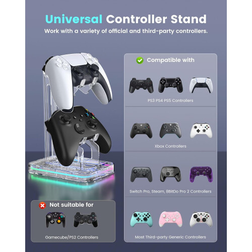 Supporto per gamepad RGB, supporto antigraffio per scrivania, supporto per controller di gioco per PS5 Xbox 1