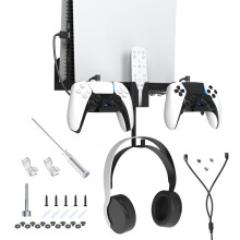 Mensola espositiva a parete salvaspazio per console di gioco PS/cuffie (nero)