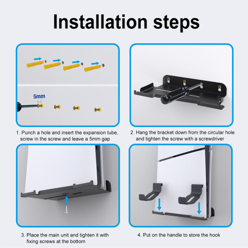 Supporto da parete per console con 2 supporti per controller per PS5 Slim 1