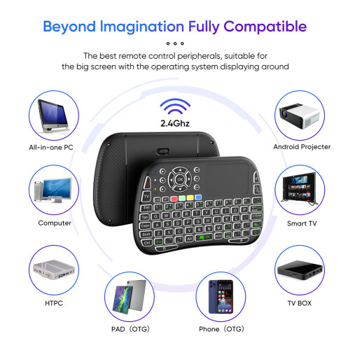 Tastiera Air Mouse 2.4G/Touchpad Fly Mouse compatibile con Bluetooth per sistema operativo Linux 2