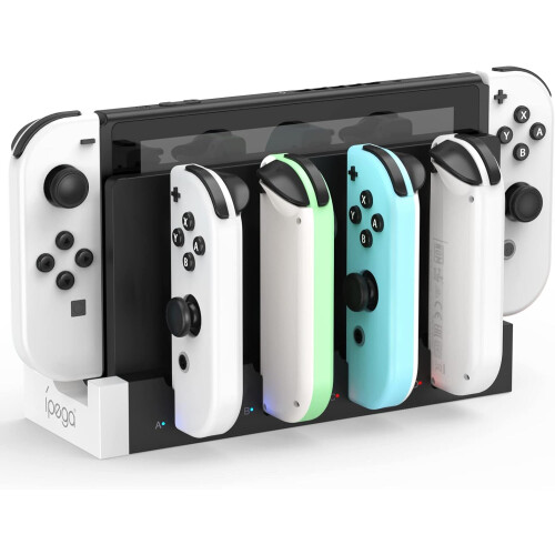 Supporto di ricarica per controller di gioco PG-9186A per Switch Joy Con (nero)