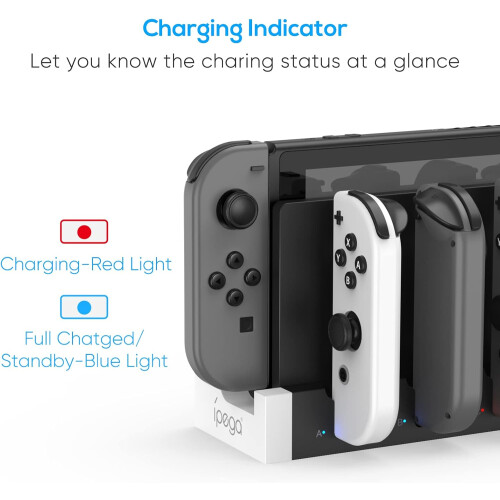 Supporto di ricarica per controller di gioco PG-9186A per Switch Joy Con (nero) 1