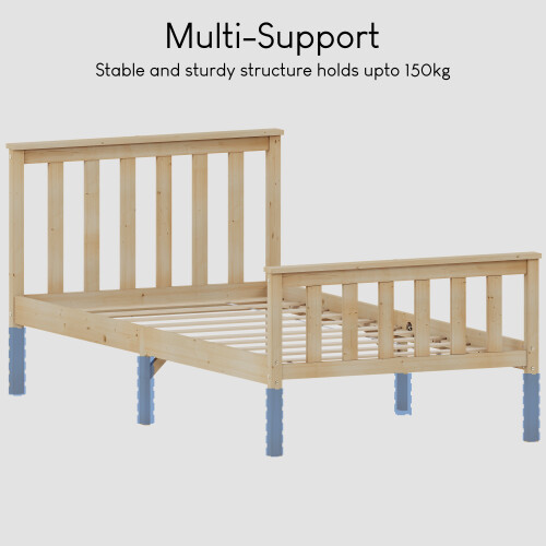 Home Discount (Single, Pine) Milan Wood Bed Frame High Foot Solid Pine Slatted 2