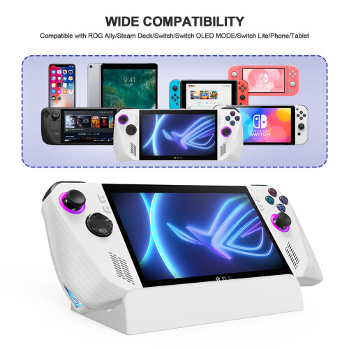 Supporto da tavolo per console di gioco con base regolabile per Rog Ally/Steam Deck