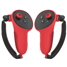 1 paio di impugnature antiscivolo in silicone per controller Meta Quest 3 VR (rosso)