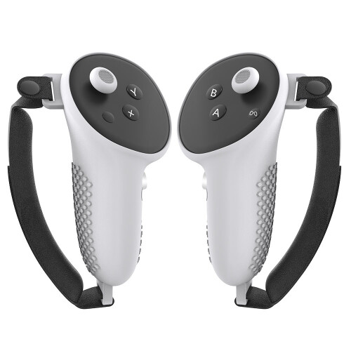1 paio di impugnature antiscivolo in silicone per controller Meta Quest 3 VR (bianco)