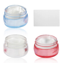 Kit di 3 stampini per unghie in stile francese, trasparenti e morbidi, con coperchi e raschietto - Stile 1