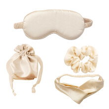 Maschera per dormire, Benda morbida per dormire, per donna, con elastico per capelli in raso e fascia per capelli, regalo di nozze - color albicocca