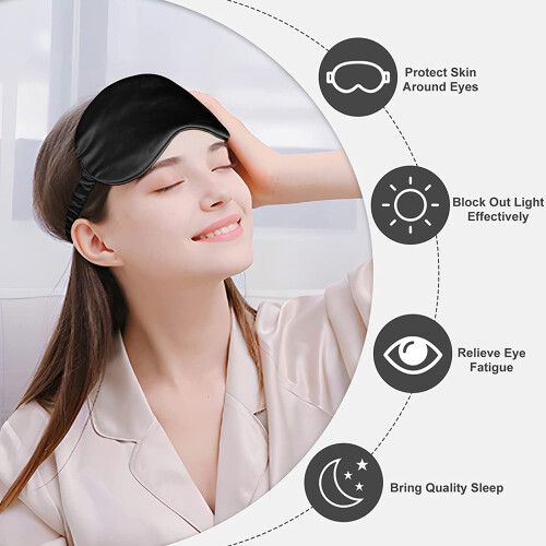Maschera per dormire per donne e uomini, copriocchi con elastici per capelli in raso e tappi per le orecchie - Style2 2