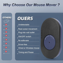 Mouse Jiggler Indetectável Mouse Wiggler Shaker Mantém a tela do PC ativa (Azul)