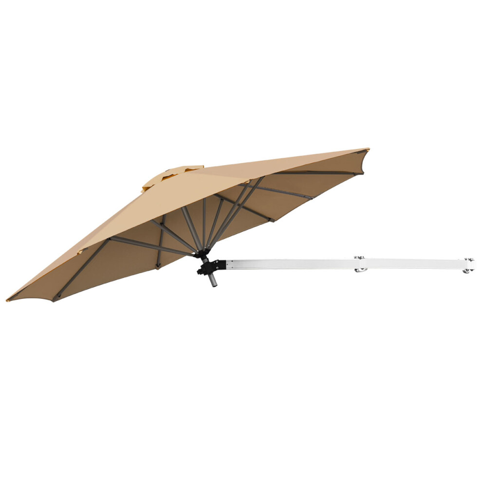 Wall-Mounted Garden Parasol Umbrella w/ Adjustable Poles Tilting Shade