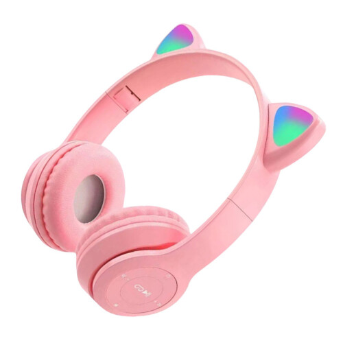Fone de ouvido para jogos Cat Ear Over-Ear com graves estéreo para PC e telefone (rosa) 1