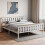 Home Discount (King Size, White & Pine) Milan Wood Bed Frame High Foot Solid Pine Slatted 1