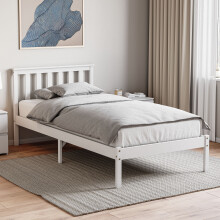 (Single, White) Milan Wood Bed Frame Low Foot Solid Pine Slatted