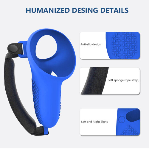 Conjunto de 7 acessórios de silicone com capa protetora para Meta Quest 3 (azul) 1