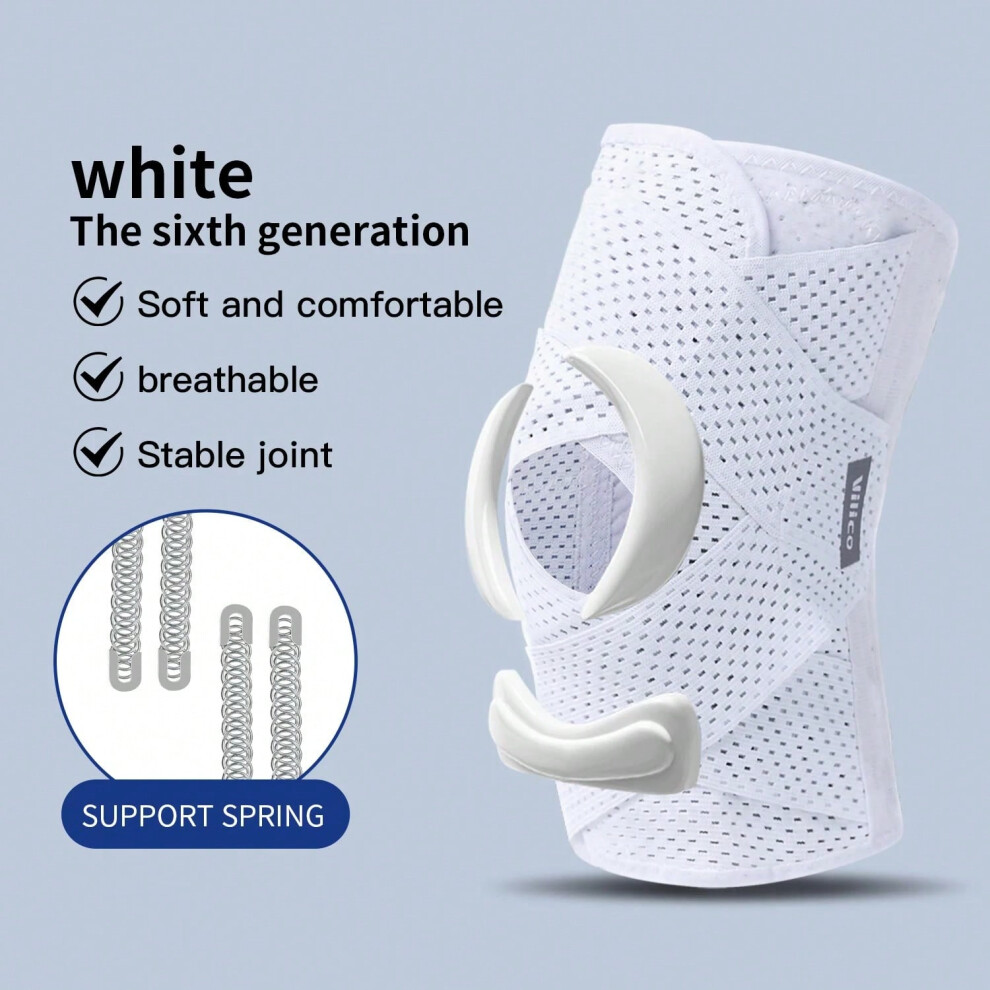 (AB003C-WH, M) 1PC Sports Kneepad Men Women Pressurized Elastic Knee Pads Arthritis Joints Protector Fitness Gear Volleyball Brace Protector-image-OPC-PHNSQSF-NEW