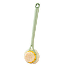 Escova de banho dupla face com cabo longo - Escova de banho de nylon com cerdas macias - Escova de banho dois em um - Verde