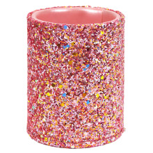 Organizador de decoração com glitter fofo, porta-copos para pincéis, pentes e canetas, rosa