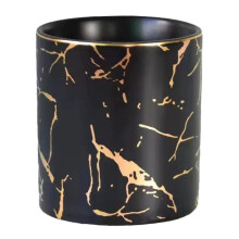 Porta-canetas/maquiagem, suporte para mesa com padrão de mármore, porta-lápis para meninas e crianças - preto