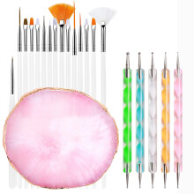 Conjunto de 21 pincéis para arte em unhas, paleta de resina para pintura de unhas, branco