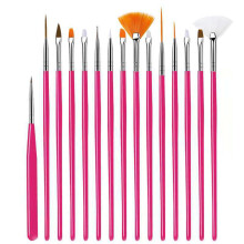 15 peças pincéis para arte em unhas conjunto de ferramentas para arte em unhas pintura de unhas faça você mesmo arte em unhas - rosa vermelho