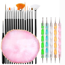 Conjunto de 21 pincéis para nail art, paleta de resina para pintura de nail art, preto