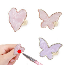 Paletas de resina para unhas artísticas com 3 peças e anéis ajustáveis, placa de mistura de cores para esmalte em gel - estilo 1