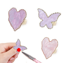 Paletas de resina para unhas artísticas com 3 peças e anéis ajustáveis, placa para mistura de cores de esmalte em gel - Estilo 4