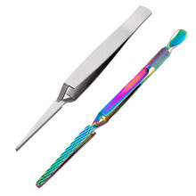 2 peças ferramenta de pinça de unha empurrador de cutícula pinça de modelagem de unha pinça de unha para manicure estilo 2