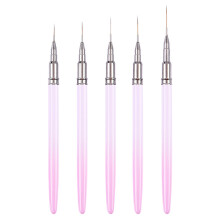 Conjunto de 5 pincéis para nail art, pincéis para nail art, esmalte em gel, canetas para desenho de unhas com cabo de metal - Estilo 1