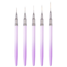 Conjunto de 5 pincéis para nail art, pincéis para nail art, esmalte em gel, canetas para desenho de unhas com cabo de metal - Estilo 5