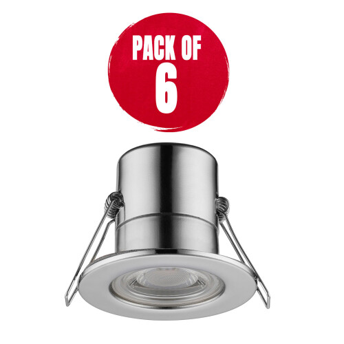 Luceco Luceco Downlight EFTE45PC40/6-01 LED Chrome Effect Neutral White IP65 Pack of 6