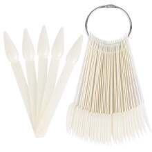50 palitos para amostra de unhas com anel, palitos transparentes em formato de leque para prática de nail art - Estilo 3