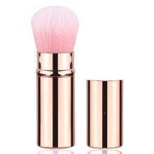 Pincel de maquiagem retrátil, pincel de blush de viagem com capa - rosa dourado