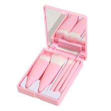 Conjunto de pincéis de maquiagem para viagem com 5 peças, mini kit de pincéis cosméticos com função rosa