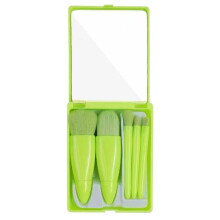 Conjunto de pincéis de maquiagem para viagem com 5 peças, mini kit de pincéis cosméticos com função fluorescente verde