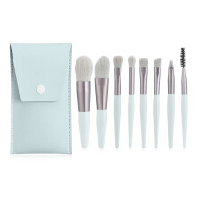 Conjunto de 8 pincéis de maquiagem, base, corretivo, sombras, blush, kit de pincéis de maquiagem com bolsa de armazenamento - verde