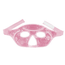 Máscara facial/ocular de gelo, aquecida, refrescante, reutilizável, com esferas de gel, para inchaço, enxaquecas e alívio do estresse - rosa