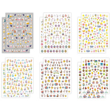 12 peças de adesivos de arte de unha de Páscoa, ovos de Páscoa, galinha, coelho, decorações para meninas, estilo infantil 2