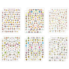 12 peças de adesivos de arte de unha de Páscoa, ovos de Páscoa, galinha, coelho, decorações para meninas, estilo infantil 1