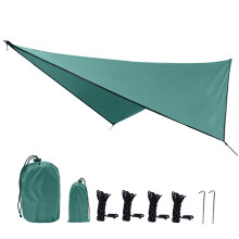 Sobreteto de chuva para rede, impermeável e leve, lona para barraca de camping, mochila e caminhada - 360 x 290 cm, verde escuro