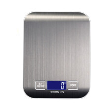 Balança de cozinha digital para alimentos, gramas e onças para perda de peso, assar, cozinhar, display LCD, aço inoxidável - prata - 10 kg/1 g