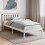 Home Discount (Single, White & Pine) Milan Wood Bed Frame Low Foot Solid Pine Slatted 1
