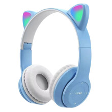 Gaming-Headset mit Katzenohren, Over-Ear-Headsets, Stereo-Bass für PC und Telefon (blau)