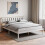 Home Discount (King Size, White & Pine) Milan Wood Bed Frame Low Foot Solid Pine Slatted 1
