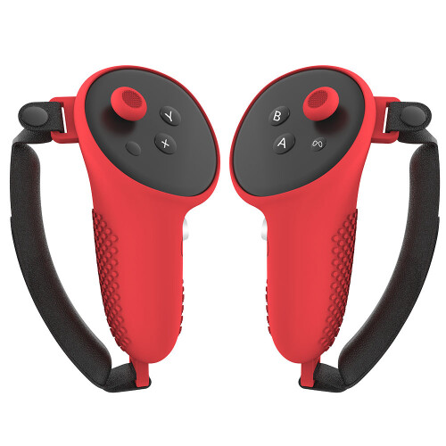 1 Paar rutschfeste Silikon-Controller-Griffabdeckungen für Meta Quest 3 VR (rot)